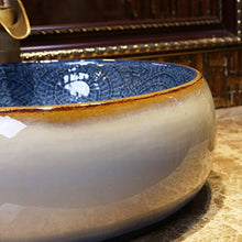 Pool Lavabo Blu Ceramica Artistica Lavabo Lavabo Colore ad Alta Temperatura (44x15,5 cm) Lavandini Bagno