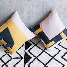 Geometria Square Printed Cotton Cushion Mediterranean Throw Pillow Per Home Sofa Couch Chair Back Seat 18 X 18 Inch 2 Pcs,10#