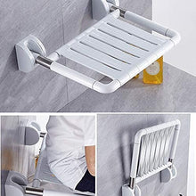 MIEMIE Sedile Pieghevole per Bagno, Sgabello per Doccia, Sgabello a Muro, Sgabello a Muro per Doccia, Sedile Antiscivolo per Uomo Anziano (Colore: Bianco)