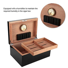 Porta Humidor per sigari, portasigari in legno elegante da viaggio portatile Scatola per sigari di grande capacità con umidificatore, vassoio di cedro rimovibile, contiene 120 sigari (nero)