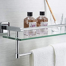 JSONA Mensola in Vetro monostrato per Bagno, toeletta con portasciugamani Bagno Portaoggetti in Rame per Articoli Vari Porta Asciugamani a Parete (Dimensioni: 58 cm)