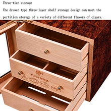 WRJY Umidificatore per sigari Alcool Naturale Legno di Cedro Verniciato a Pianoforte Armadietto antiumidità per sigari Traspirante Cassetto a Tre Strati Igrometro Esterno capacità 50