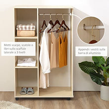 homcom Stand Appendiabiti con 3 Ripiani e Attaccapanni per Vestiti, Guardaroba Porta Abiti in Legno 128 cm