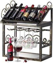 PZW Cremagliera Del Vino Semplice e Creativa, Portabicchieri in Ferro Battuto Cremagliera Del Vino, Mensola Del Vino Rosso da Pavimento Espositore, 6 Bottiglie Di Dimensioni Del Portabottiglie in Pie