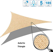 Cool Area Tenda a Vela Triangolo Rettangolo 5 x 5 x 7 Metri Protezione Raggi UV, Vela Ombraggiante Resistente e Traspirante per Giardino Balcone Terrazza, Sabbia
