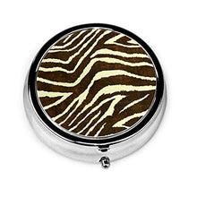 Zebra in inverno, contenitore rotondo per pillole, 3 scomparti, in metallo, per medicina e vitamine, per viaggi all'aperto