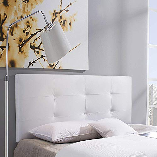 marcKonfort Testiera Carla 140x60 cm Bianco, Pelle Sintetica, Imbottita in Schiuma, 8 cm di Spessore, Kit Montaggio Incluso