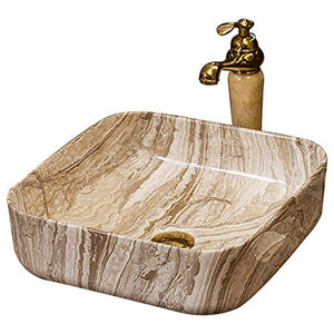 lilili Lavabo da Appoggio Lavabo da Appoggio Rettangolare in Stile Europeo Lavabo da Appoggio in Ceramica Art Counter Top Adatto alla Famiglia del Bagno Dell'hotel 39x39x13cm (Color : No Accessories)