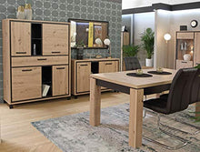 Meubletmoi - Armadio a 4 ante e 1 cassetto, in legno chiaro e nero, design industriale moderno, collezione Alia