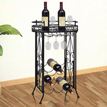 Tidyard Portabottiglie Vino da Terra per 9 Bottiglie in Metallo 46x28,5x77,5 cm,Portavino da Terra in Ferro Bttuto,Portabottiglie Vino Ferro Battuto,Portavino da Terra