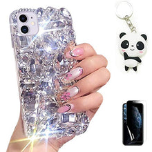 Artfeel Custodia Glitter per Samsung Galaxy S20 Fe,Bling Brillante Diamante Lucida Trasparente Cristallo Strass Ragazze Donne Cover con Portachiavi Panda Carino e Protezione Schermo,Bianca