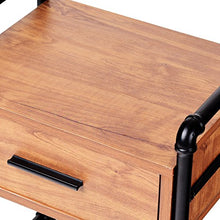 COSTWAY Tavolino Mobile Vintage Lato Divano, Mobiletto Porta Telefono con 2 Ripiani, Tavolino d’Appoggio per Salotto Ingresso Ufficio, in Ferro e Legno