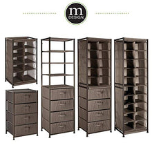 mDesign Armadietto e scaffale multiuso con 4 cassetti e 4 ripiani – Organizer in metallo e fibra sintetica – Cassettiera ideale per camera da letto, corridoio o cameretta – marrone scuro