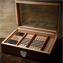 CLJ-LJ Cigar Box, Legno di Cedro Cigar Humidor, Piano vernice trasparente Tetto apribile grande capacità Cigar Humidor, Cigar Humidor e Accessori for sigari for fumatori, Grana del legno buon umore, G