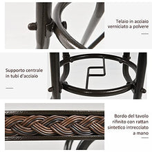 Outsunny Tavolo da Giardino in Rattan, Tavolino Rotondo da Esterno in Vetro Temperato con Foro per Ombrellone, Marrone, Φ80x71cm