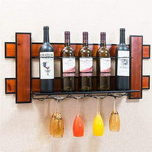 Zfggd Bottiglia di Vino Rack Loft Legno Mensola Legno/Metallo/Ferro Materiali da pareti HanginStorage Vino e Bicchieri Supporto della Struttura del Vino Calici Calici Holder Rack - 80x13.5x35cm