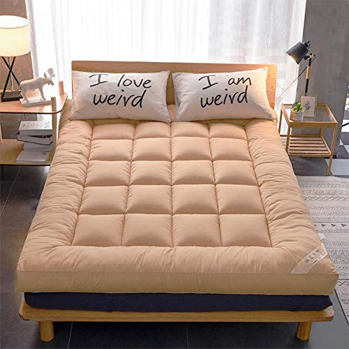 LoveHouse, materasso futon a pavimento spesso, con Qulited, tappetino da campeggio portatile Tatami, materassino pieghevole da 120 x 200 cm, cammello
