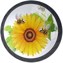 Api che volano intorno al girasole Pomelli per Porta Set di 4 Pomelli per Mobili Manopole per Cassetti Cucina Armadio Vetro
