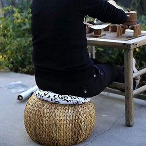 TONGS Poggiapiedi in Rattan Tavolino Sgabello Rotonda Del Piede Sgabello, Stile Rustico Paglia Divano a Panca Scarpe - Arredi Casa