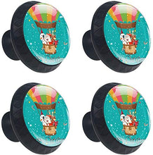 Buon Natale Con Santa On Balloon Pomelli per Porta Set di 4 Pomelli per Mobili Manopole per Cassetti Cucina Armadio Vetro
