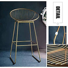 GYPPG Sedia da Pranzo nordica in Ferro battuto, Sedia per Il Tempo Libero Elegante e Semplice Bar dell'hotel Caffetteria Negozio di tè al Latte Sgabello Alto alla Reception, Oro, 75CM