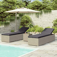 Tidyard 3 pz Set Lettini Prendisole Reclinabili in Polyrattan Grigio con Tavolino,Lettino da Sole,Lettino da Giardino Esterno,Lettino Prendisole da Piscina Patio Terrazzo Spaggia Mare