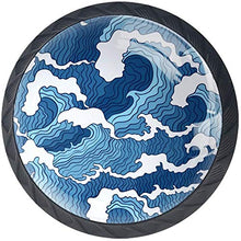 Colore blu bianco del modello di onda del mare Pomelli per Porta Set di 4 Pomelli per Mobili Manopole per Cassetti Cucina Armadio Vetro
