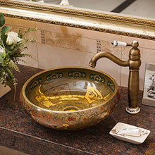 lilili Lavabo da Appoggio Lavabo da Appoggio in Ceramica Lavabo Tondo Retro Bagno Lavabo for Hotel Scultura Antica 41x41x15cm (Color : No Accessories)