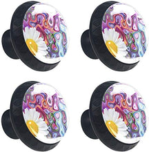 Fiore Daisy Flower Abstract Art bianco Pomelli per Porta Set di 4 Pomelli per Mobili Manopole per Cassetti Cucina Armadio Vetro