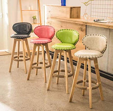 Yxsd Bar Stool pranza Sedia con Schienale e poggiapiedi Naturali Gambe in Legno massello con attenuato Pad Designer contemporanea for Office Lounge Pranzo Cucina (Color : Beige)