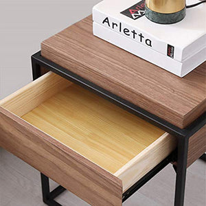 WFDLIU Ferro Battuto in Legno Massello Comodino Piccolo 1 Cassetto Mobili Comodini Camera da Letto È Anche Un Piccolo Tavolo Tavolino Tavolino in Noce