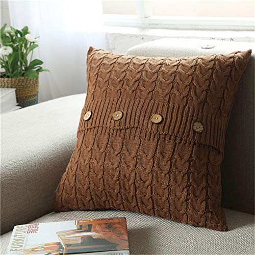 Cuscino A Maglia Incantevole in Cotone Cuscino Decorativo Maglia Modelli Quadrati Caldo Gettare Cuscino Home Divano Letto Decor Creativo,LightBrown
