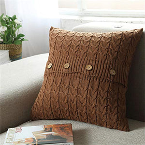 Cuscino A Maglia Incantevole in Cotone Cuscino Decorativo Maglia Modelli Quadrati Caldo Gettare Cuscino Home Divano Letto Decor Creativo,LightBrown