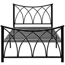 Wealthgirl - Struttura moderna per letto singolo, 90 x 190 cm, in metallo, con testiera per bambini, adolescenti, adulti, colore: Nero