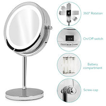 Navaris Specchio da Trucco con Luce LED - Specchio Illuminato con Ingrandimento x7 - Specchietto Cosmetico Ingrandente - Luci 26lm Rotazione 360°