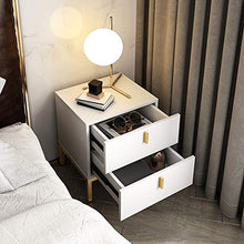 DJFIOSD Comodino in Bianco, Moderno Legno Storage Unit Comodino con 2 Cassetti, Solid Gambe in Legno Metallo E Oro Maniglia Comodino, per Soggiorno E Camera da Letto,Nero