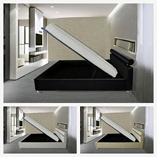 Bagno Italia Letto matrimoniale contenitore 220x167 bianco nero beige in ecopelle con bracciolo I