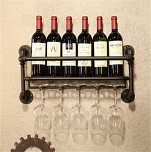 LYLY Portabottiglie Parete Appeso ad Vino retrò Ferro battuto in Ferro Industriale del Vino stoccaggio del Display della Tazza del Rack per la Decorazione della casa della Barra Porta Vini