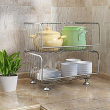 Knoijijuo Regal mensola in Acciaio Inox con 2 Ripiani per la Frutta e Verdura Mensole da Cucina (42x35x44cm) Auto di nicchia scaffale nicchia