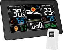Kalawen Stazione Meteo Automatica Digitale Wireless Meteorologica con Ampio Schermo LCD Display Sveglia Tempo Data Temperatura umidità Previsioni Meteo con Sensore Esterno Wireless