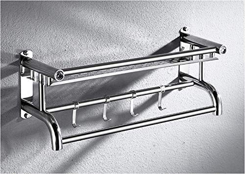 Wyxy Portasciugamani, Doppio portasciugamani mensola portaoggetti fissato al Muro con Ganci, portasciugamani Autoadesivo, portasciugamani Decorativo per Bagno, per Bagno Kitchen-Single_layer-40CM