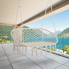 Outsunny Amaca a Dondolo da Giardino e Casa a 2 Posti, Telaio Metallo e Seduta Cotone 130x75x40cm, Bianco Crema