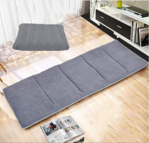 Pieghevole Materasso Nap con Cuscino, Portatile Dormire Pad Tatami Bendo Pieghevole Ufficio Home Bambini Single Morbido Tatami Tappetino-Grigio 190x68cm(74x26inch)