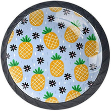 Ananas Modello Estate Fiore Nero Pomelli per Porta Set di 4 Pomelli per Mobili Manopole per Cassetti Cucina Armadio Vetro