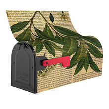 Stampa botanica su vecchia pagina del libro dal design unico per cassetta delle poste, copertina magnetica per giardino e cortile, dimensioni standard 53 x 45 cm