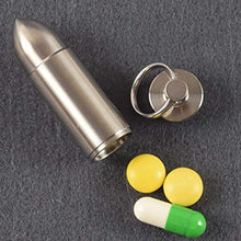 EXCEART Mini Pillola in Acciaio Inox Organizzatore a Forma di Proiettile Scatola di Pillole Impermeabile Portachiavi Porta Pillole Pillola Custodia di Vitamine per Viaggi All'aperto S