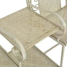 Cikonielf Panca da Giardino a 2 posti 161 x 58 x 90 cm Acciaio Bianco Panca da Giardino in Stile Vintage Panchina da Esterno Balcone Giardino