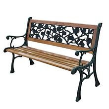 GaoF Panchina da Giardino panchina in Legno massello, Sedia con Schienale per Veranda da Giardino, Panca con mobili da terrazza in Legno massello anticorrosivo in ghisa, può ospitare 2-3 Persone