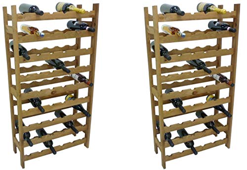 2 Pezzi Porta Bottiglie cantinetta in Legno Marrone 54 posti per Vino Cantina enoteca Bar casa Cucina ripostiglio