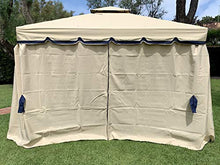MLI Gazebo in Alluminio 3X3 da Giardino BLT-2001BLU con Telo di Copertura Impermeabile da 450gr Ecrù Chiaro con Balza Blu Navy - Doppio Tetto Anti Vento Antipioggia - Zanzariere - Teli Laterali